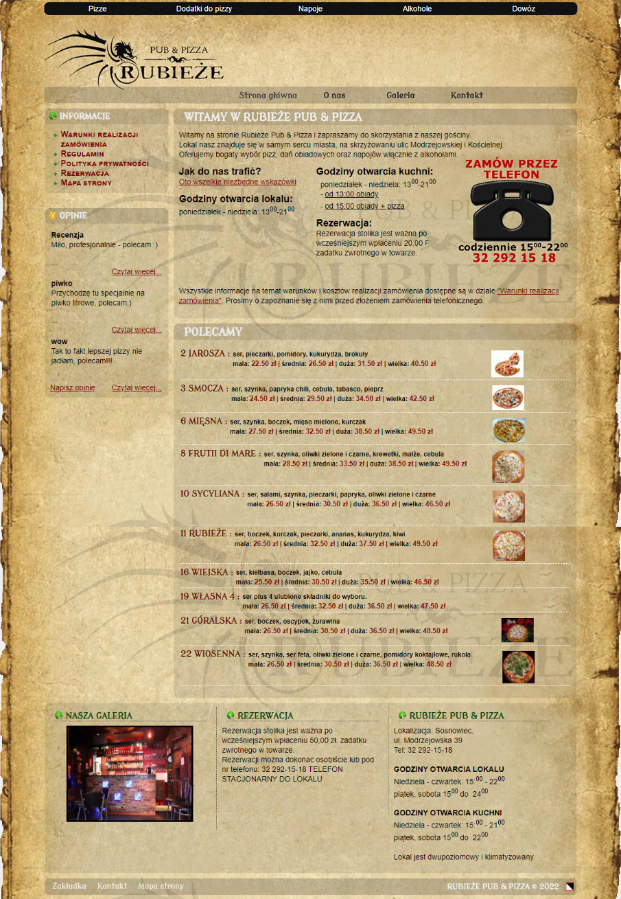 Rubieże Pub & Pizza - strona główna